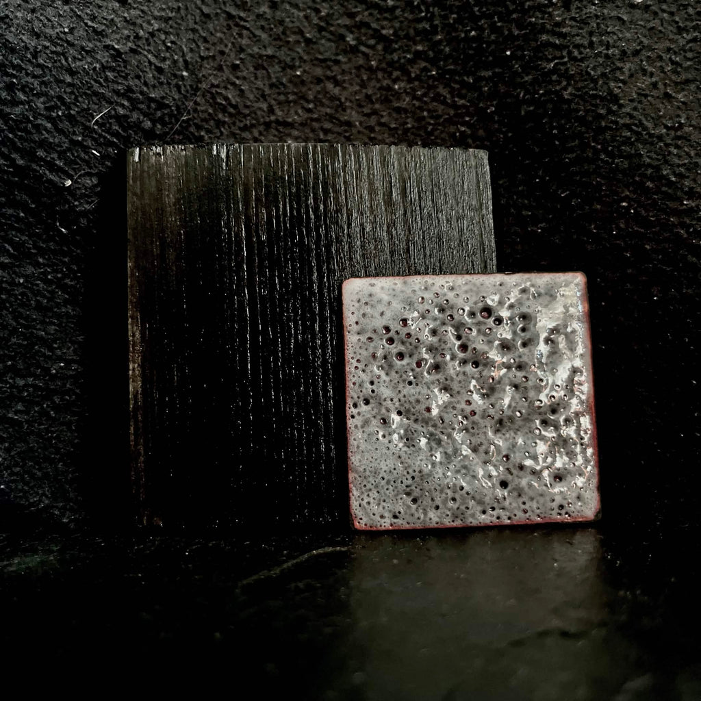 Whale Skin experimental vitreous enamel on copper with bubble texture, original miniature artwork