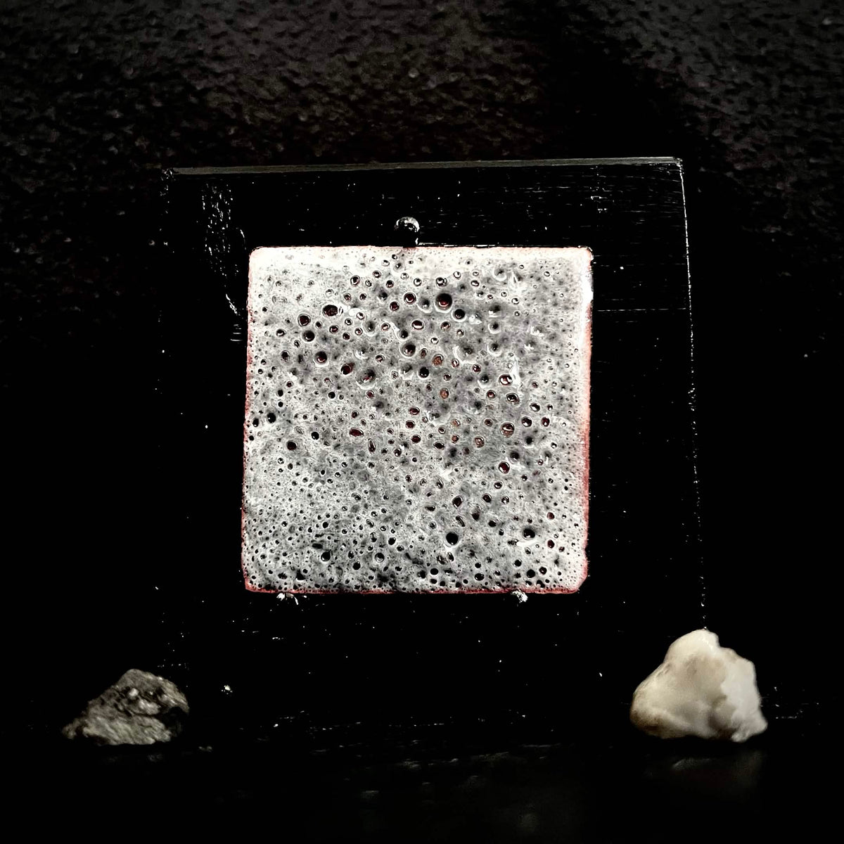 Whale Skin experimental vitreous enamel on copper with bubble texture, original miniature artwork