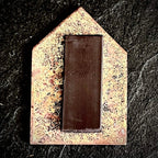 Little House reverse — bare copper back with repurposed rubber magnet mount, warm oxidised texture, house silhouette, by A. Fraction