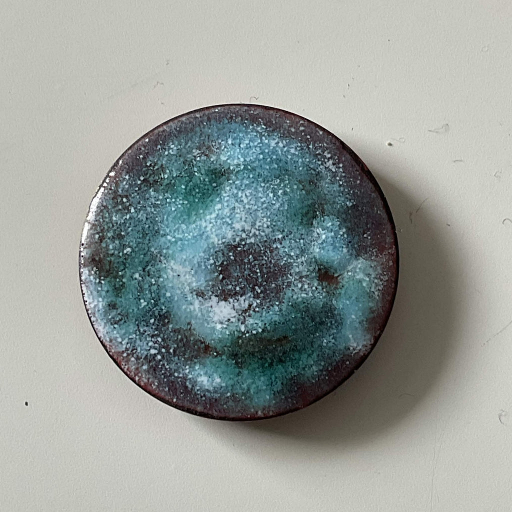 Magnetic Storm wet-packed vitreous enamel on copper with upcycled rubber magnets, original one-of-a-kind piece