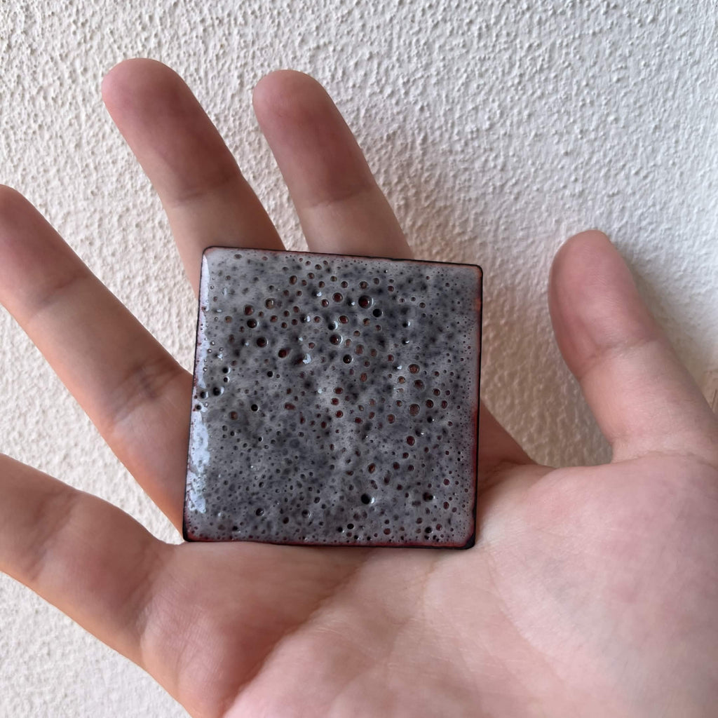 Whale Skin experimental vitreous enamel on copper with bubble texture, original miniature artwork